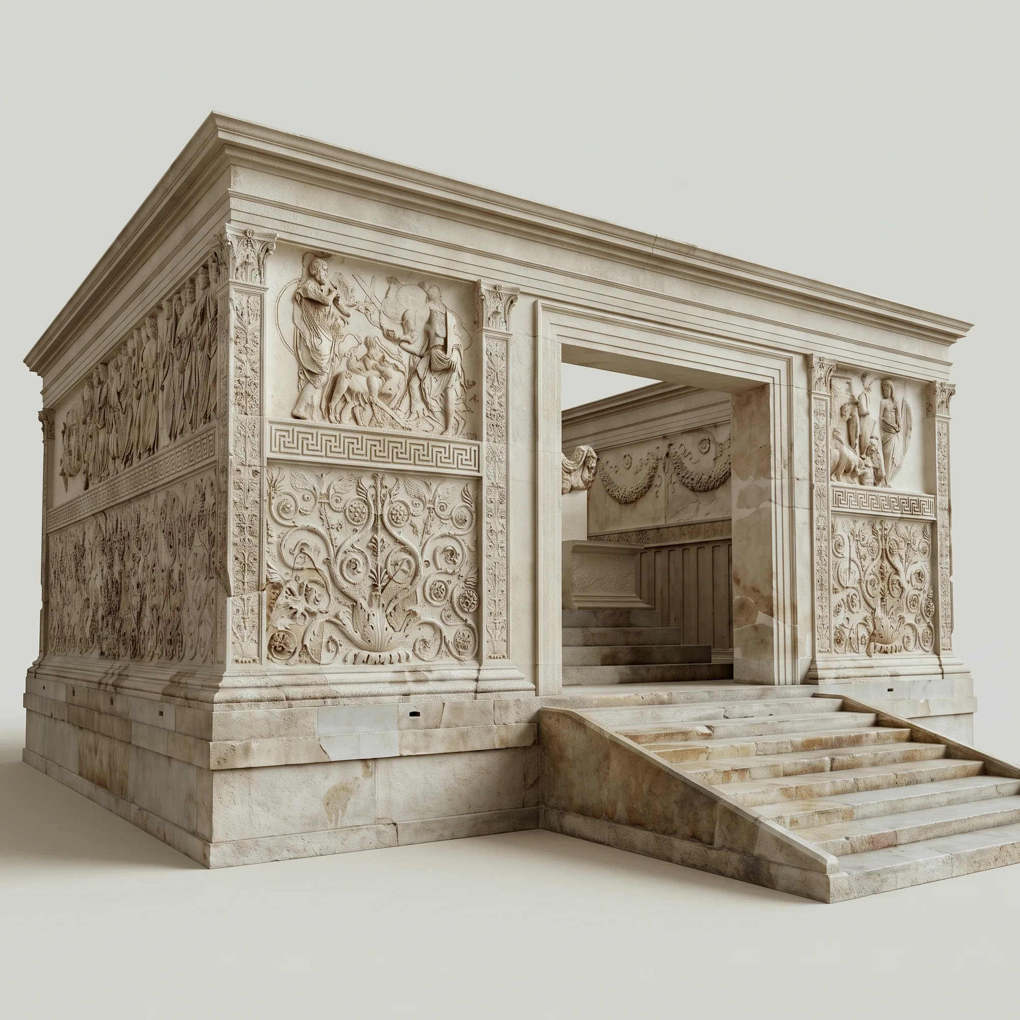 Relieve del Ara Pacis Augustae, monumento romano, en tono hueso